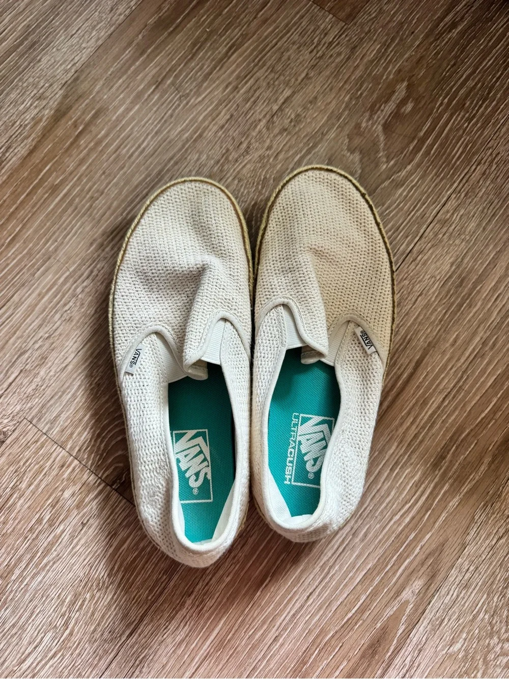 Vans Cream Slip-On Espadrille Sneakers